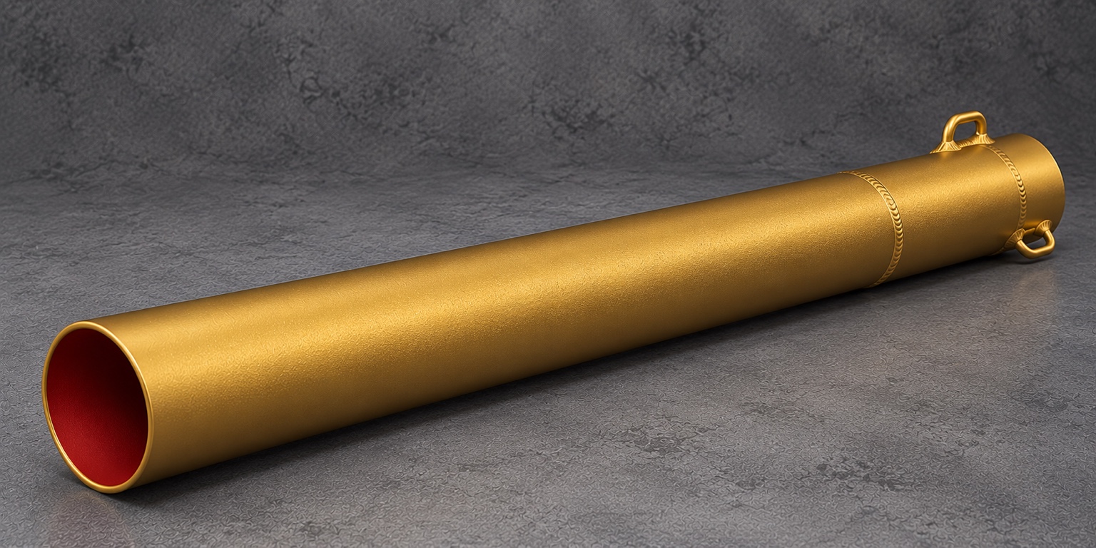 Gold Cerakote V Series exhaust pipe with spring loops and a red-coated interior